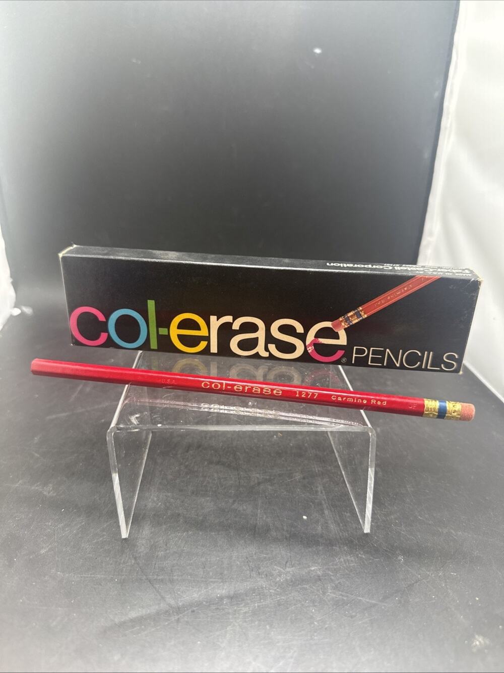 NOS Vintage Faber-Castell Col-Erase 1277 Carmine Box of 10 Colored Pencils